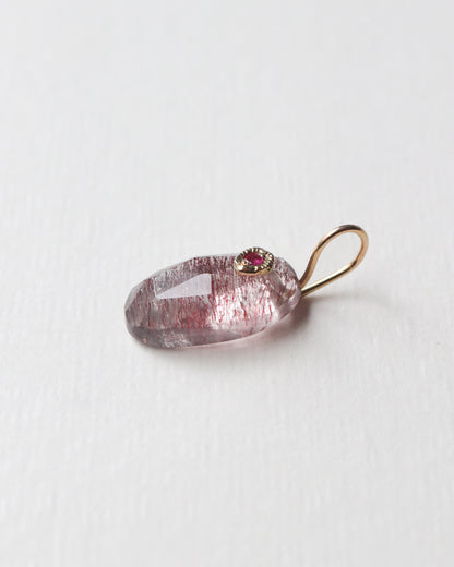 Flat Necklace - Strawberry Quartz -