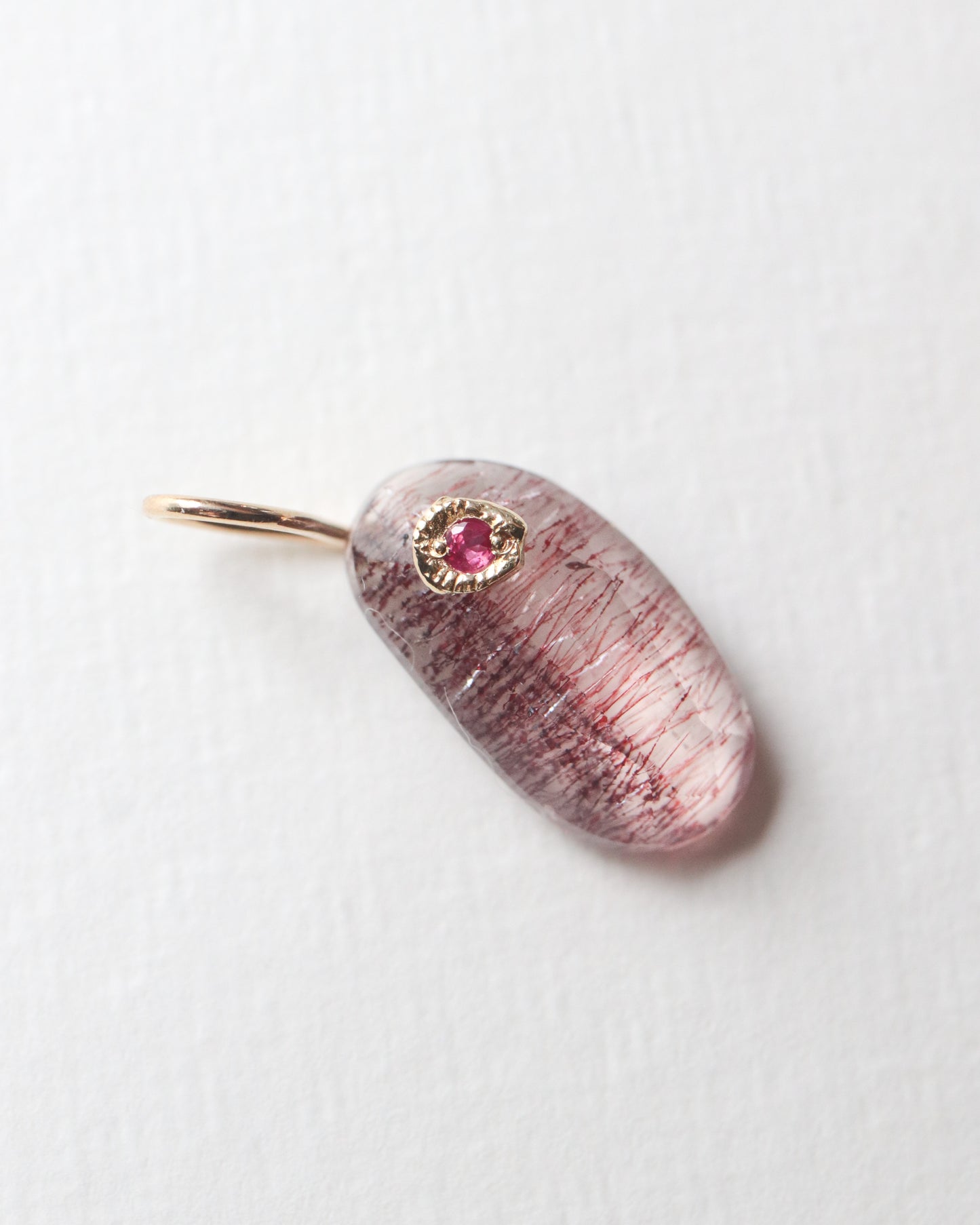 Flat Necklace - Strawberry Quartz -