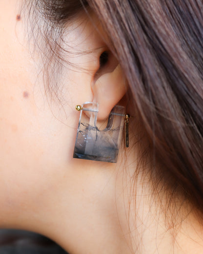 Rock Pierced Earring - Tourmaline Quartz -