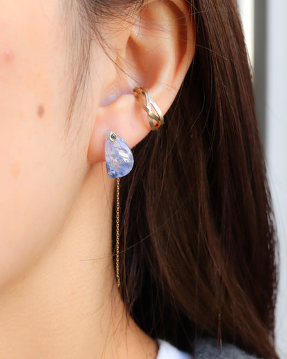 Flat Pierced Earring - Dumortierite in Quartz -【A】