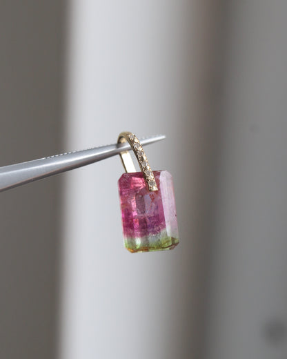 Hibiki Stone Necklace - Bicolor Tourmaline / Diamond -
