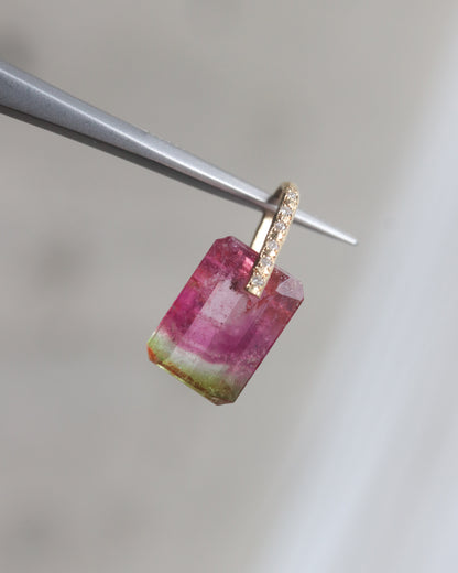 Hibiki Stone Necklace - Bicolor Tourmaline / Diamond -