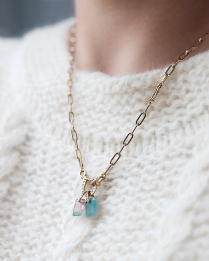 Hibiki Stone Necklace - Bicolor Tourmaline / Diamond -