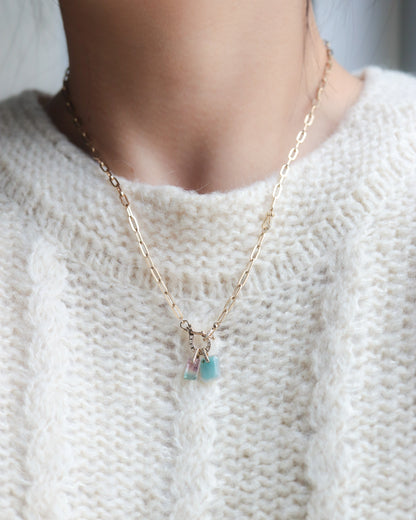 Hibiki Stone Necklace - Bicolor Tourmaline / Diamond -