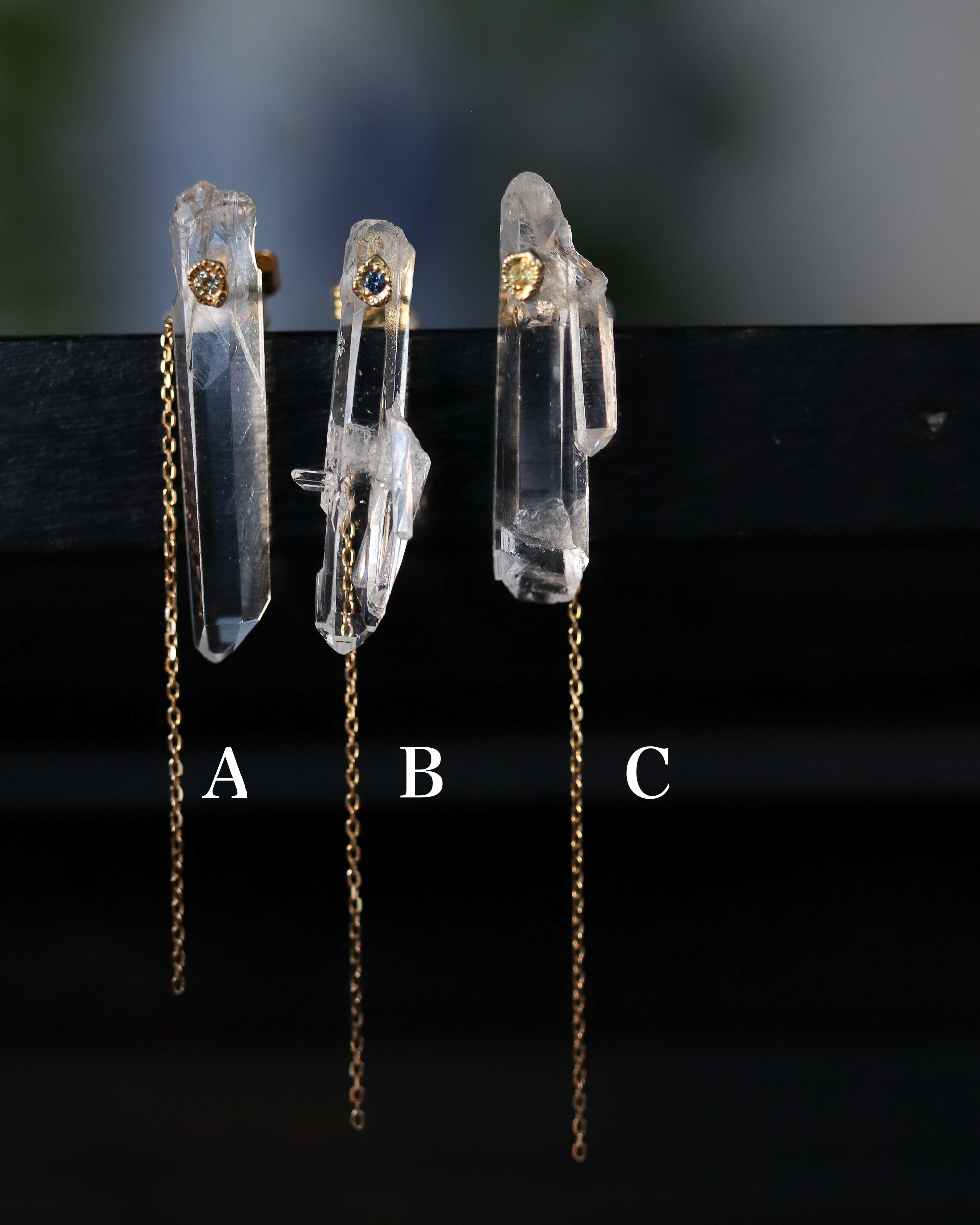 Flat Pierced Earrings - Diamond Quartz -