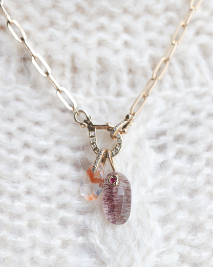 Flat Necklace - Strawberry Quartz -