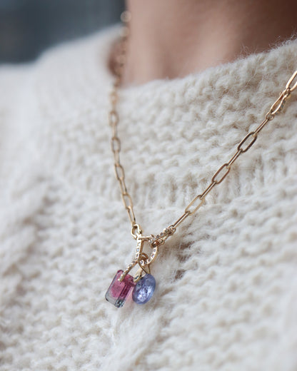 Hibiki Stone Necklace - Bicolor Tourmaline / Diamond -