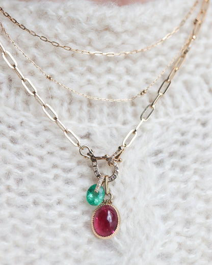 Hibiki Stone Necklace - Emerald / Diamond -