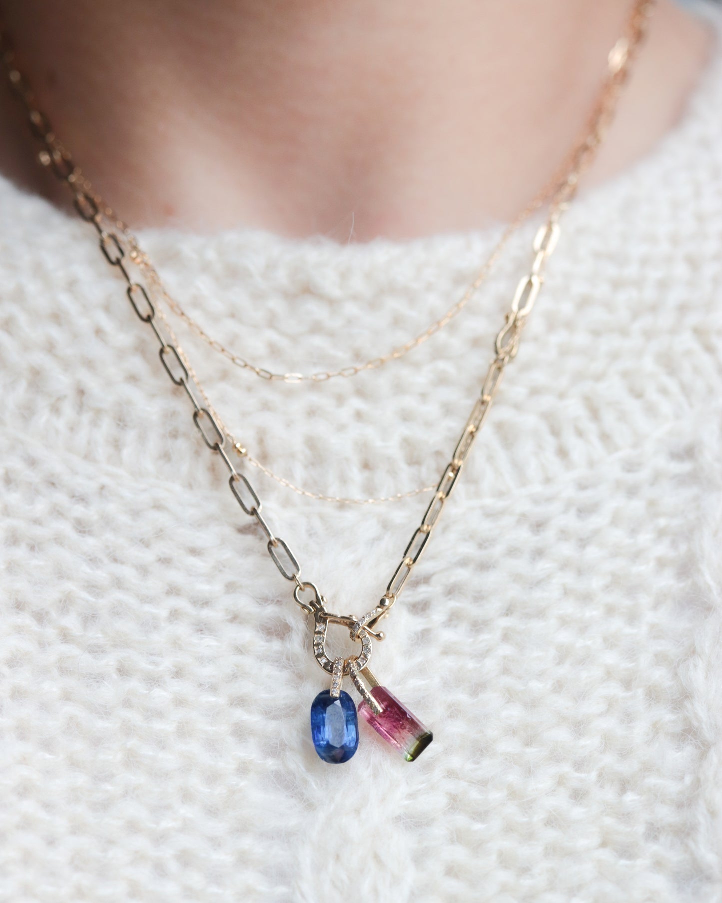 Hibiki Stone Necklace - kyanite / Diamond -