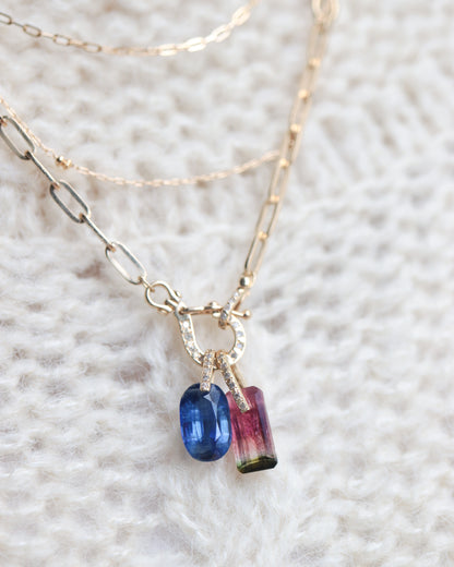 Hibiki Stone Necklace - Bicolor Tourmaline / Diamond -
