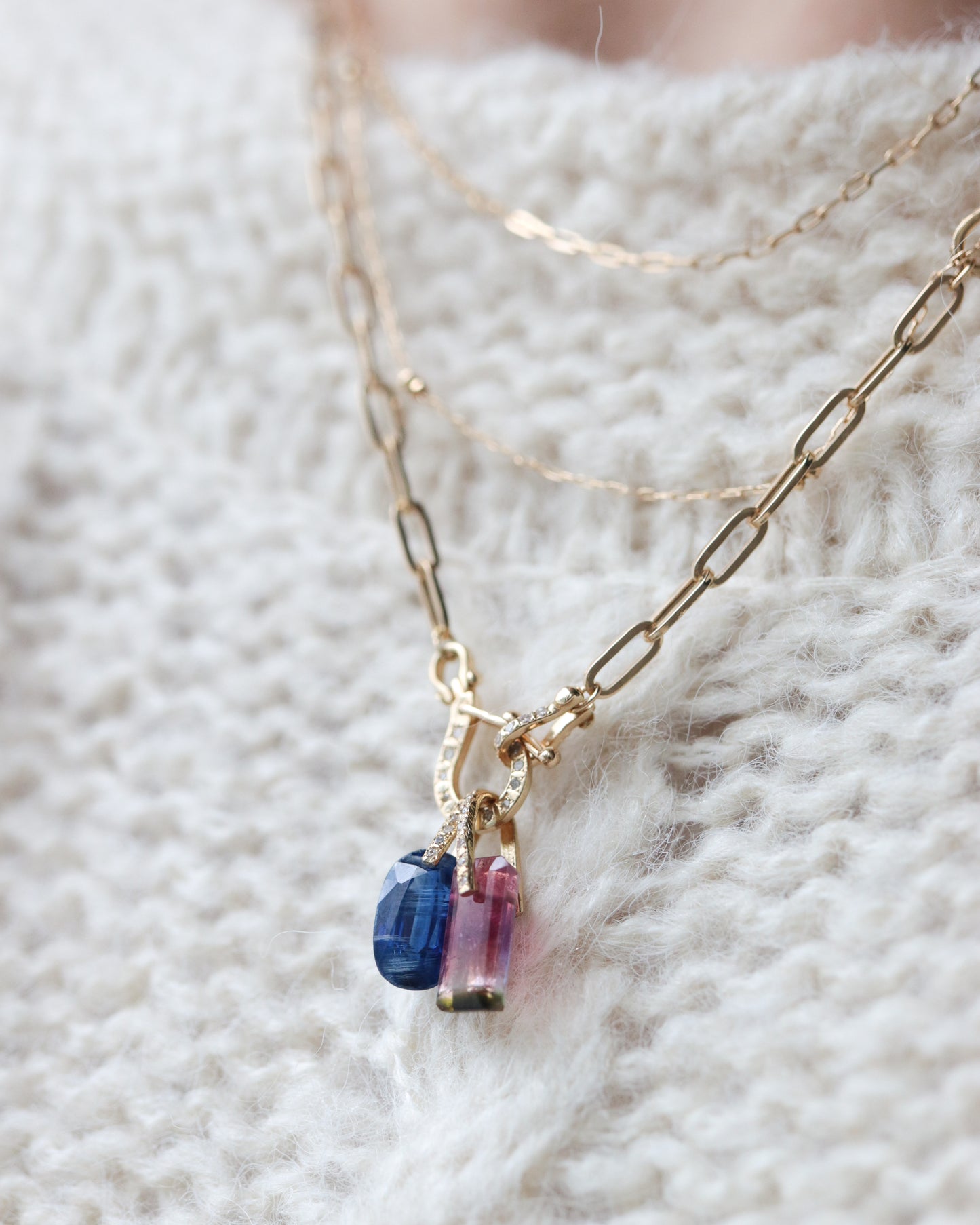 Hibiki Stone Necklace - kyanite / Diamond -