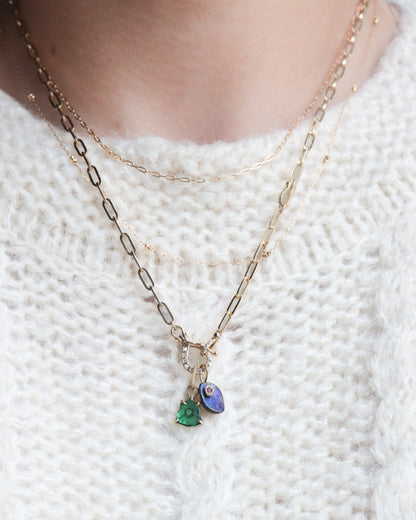 HorseShoe Prong Necklace - Trapiche Emerald -