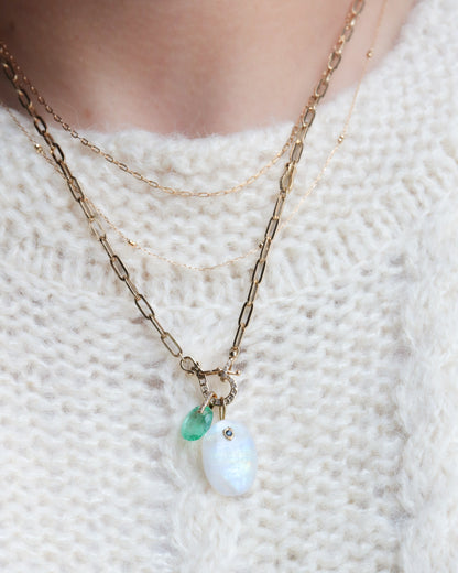 Flat Necklace - Rainbow Moon Stone -