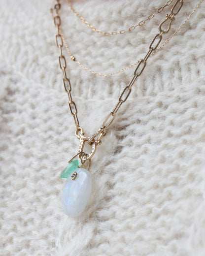 Flat Necklace - Rainbow Moon Stone -