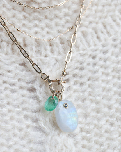 Flat Necklace - Rainbow Moon Stone -