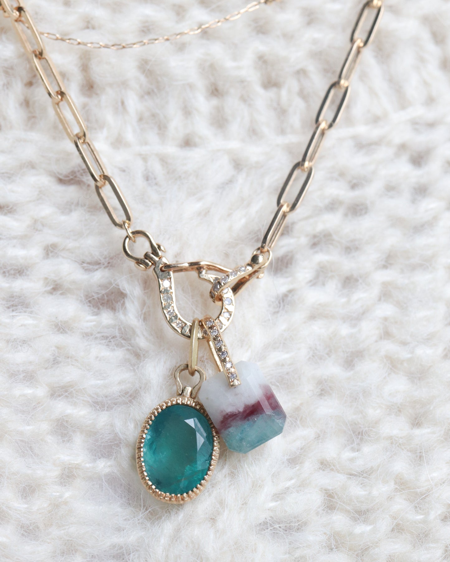 Hibiki Stone Necklace - Paraiba Tourmaline Matrix / Diamond -