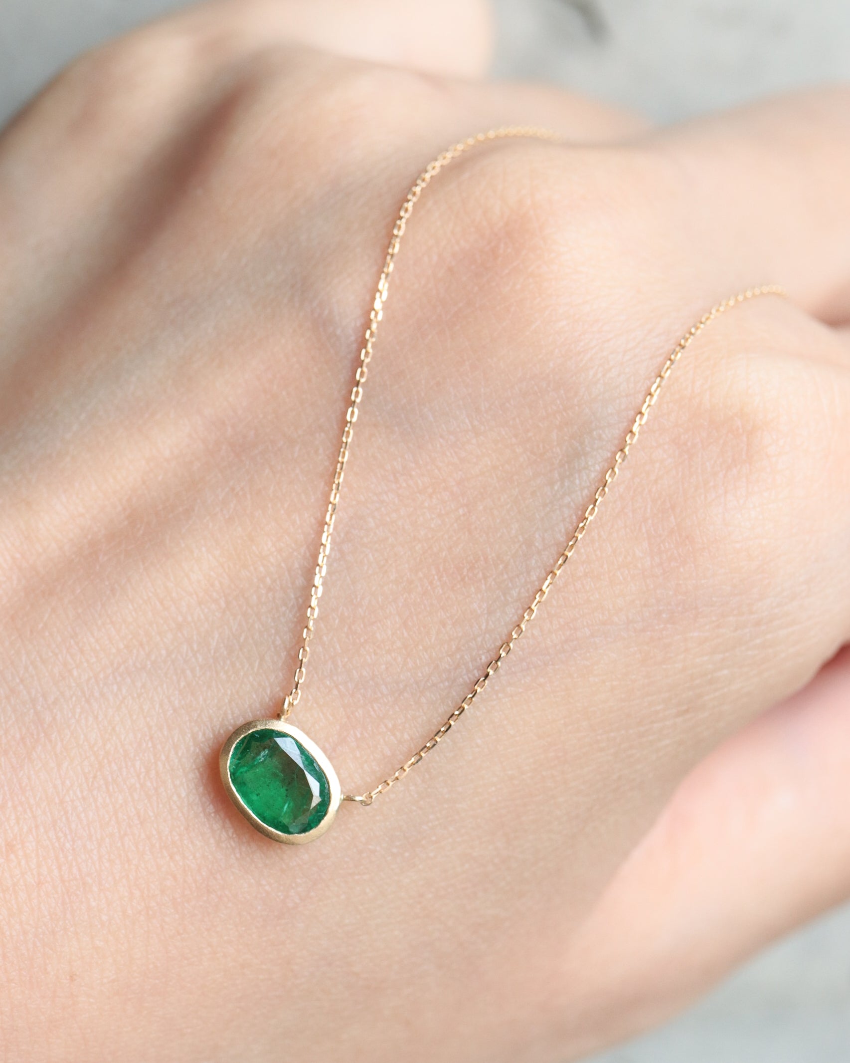Collet Necklace - Emerald -