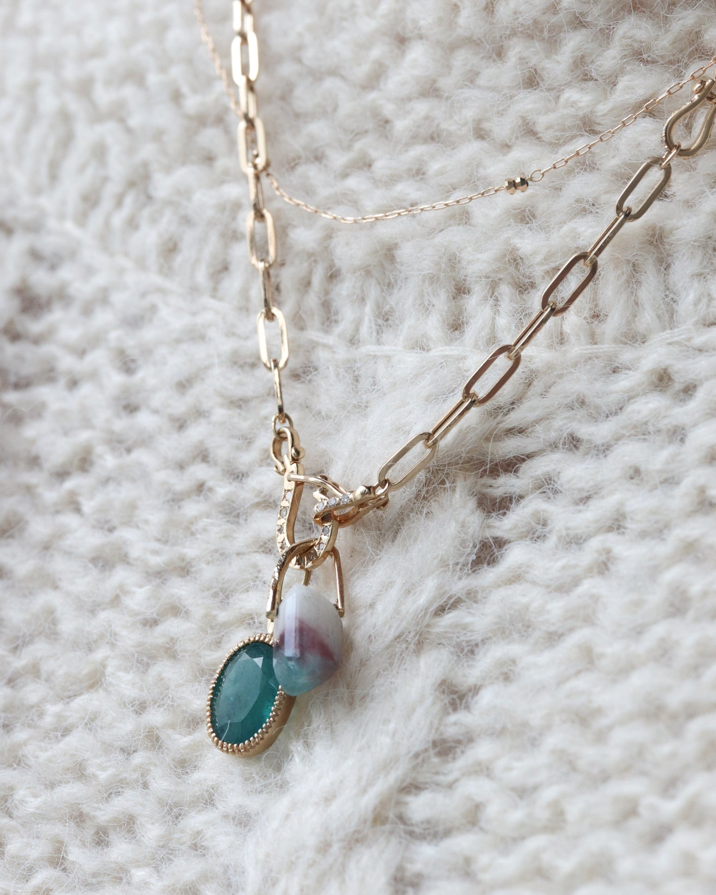 Hibiki Stone Necklace - Paraiba Tourmaline Matrix / Diamond -