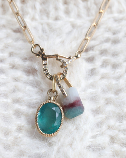 Hibiki Stone Necklace - Paraiba Tourmaline Matrix / Diamond -