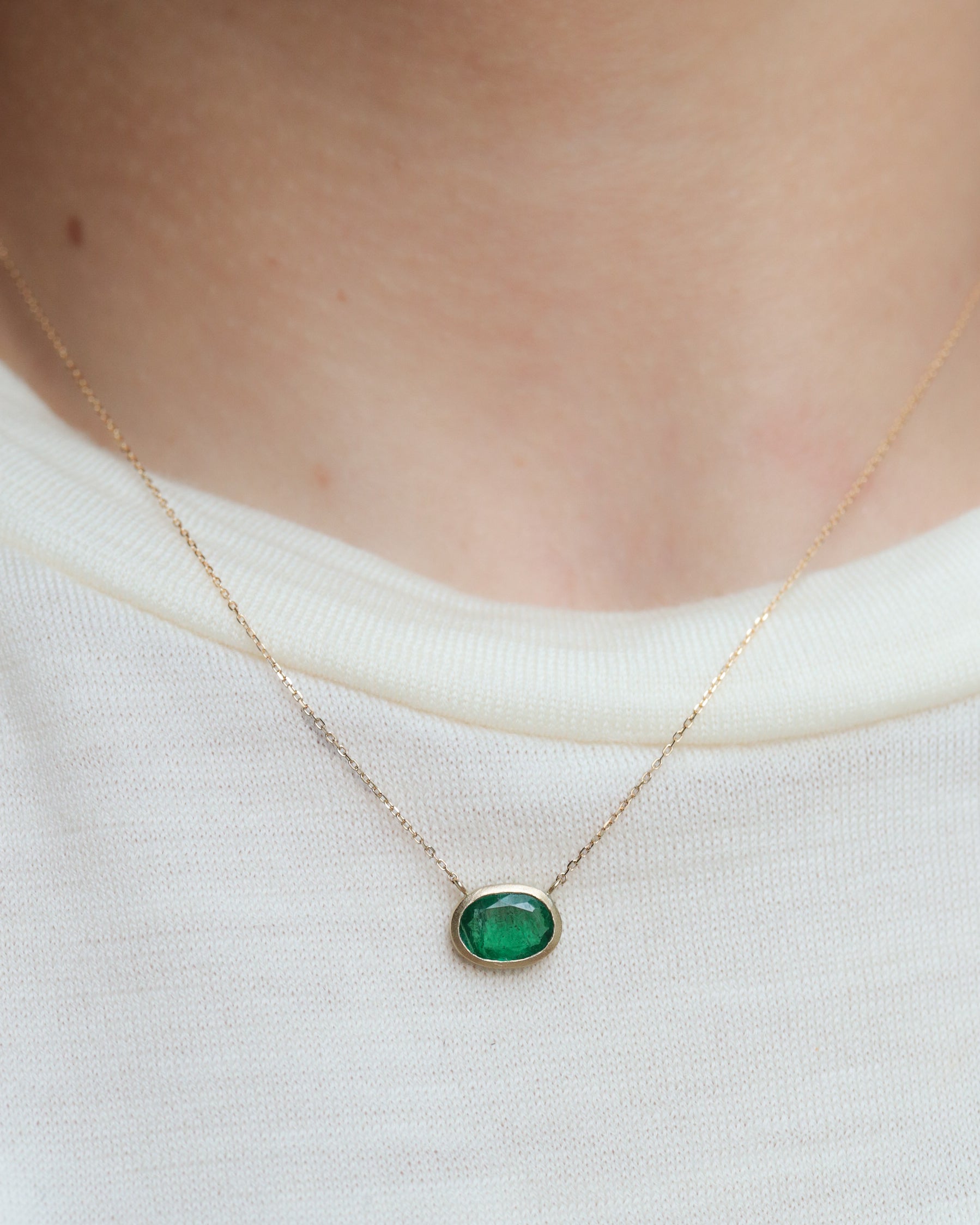 Collet Necklace - Emerald -
