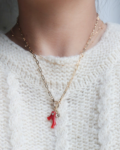 Flat Necklace - Coral -