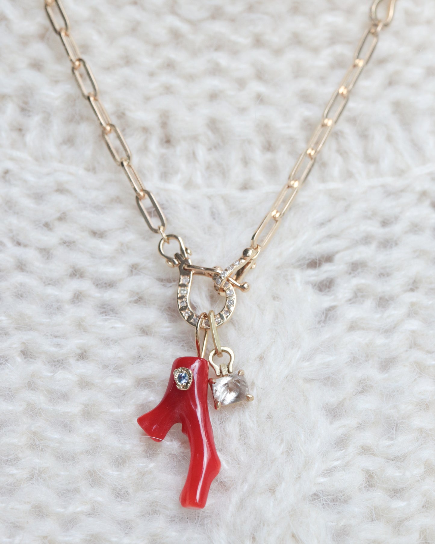 Flat Necklace - Coral -