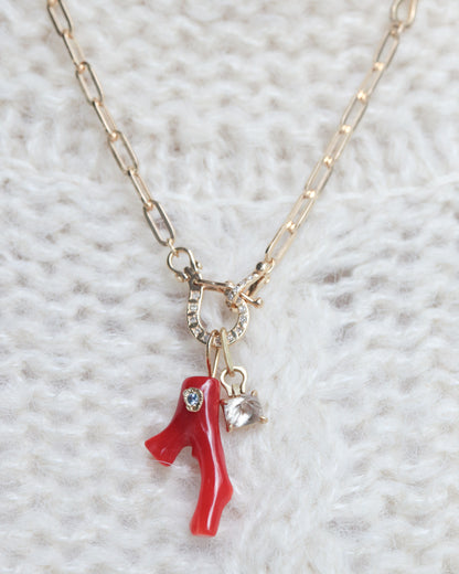 Flat Necklace - Coral -