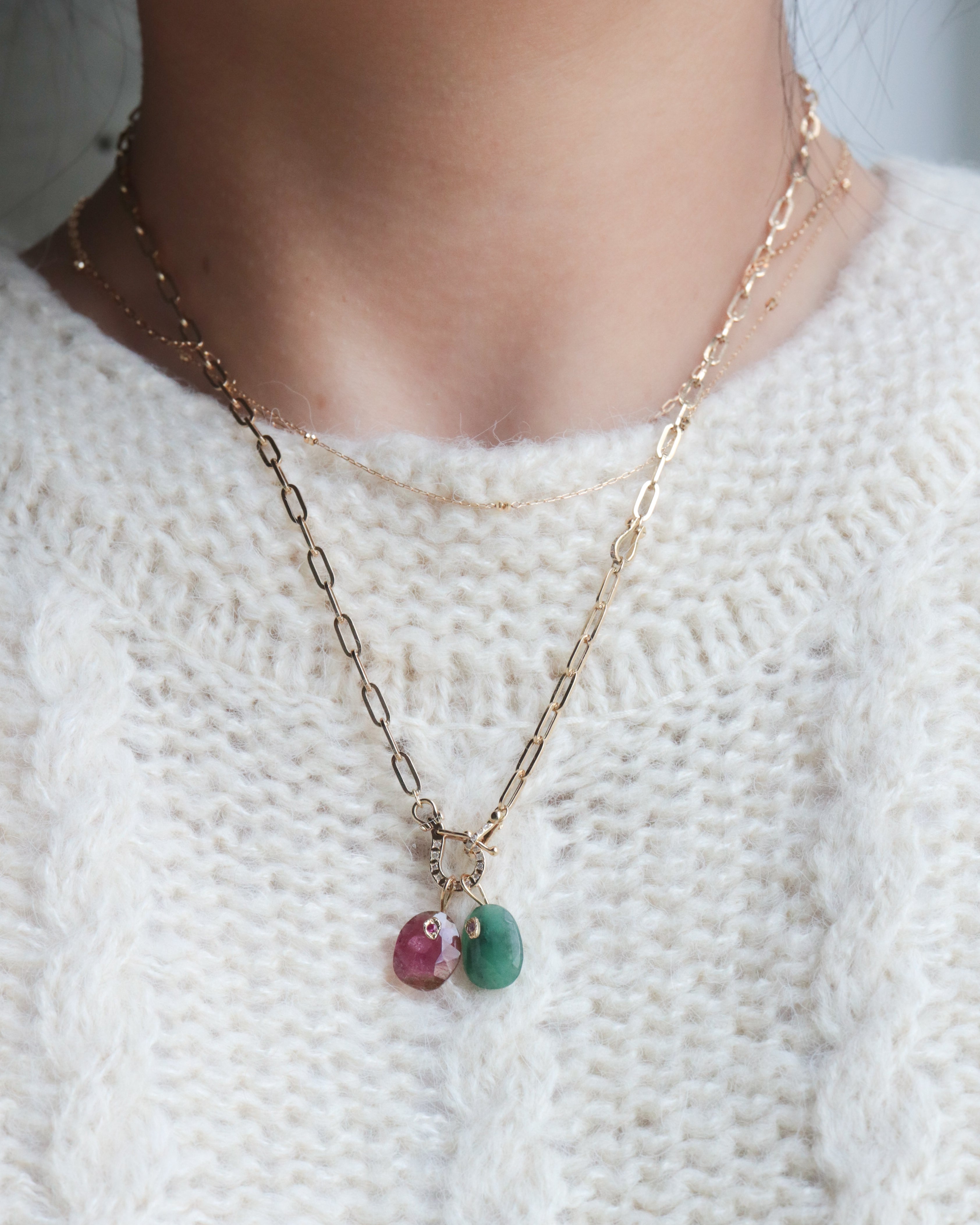 Flat Necklace - Emerald -
