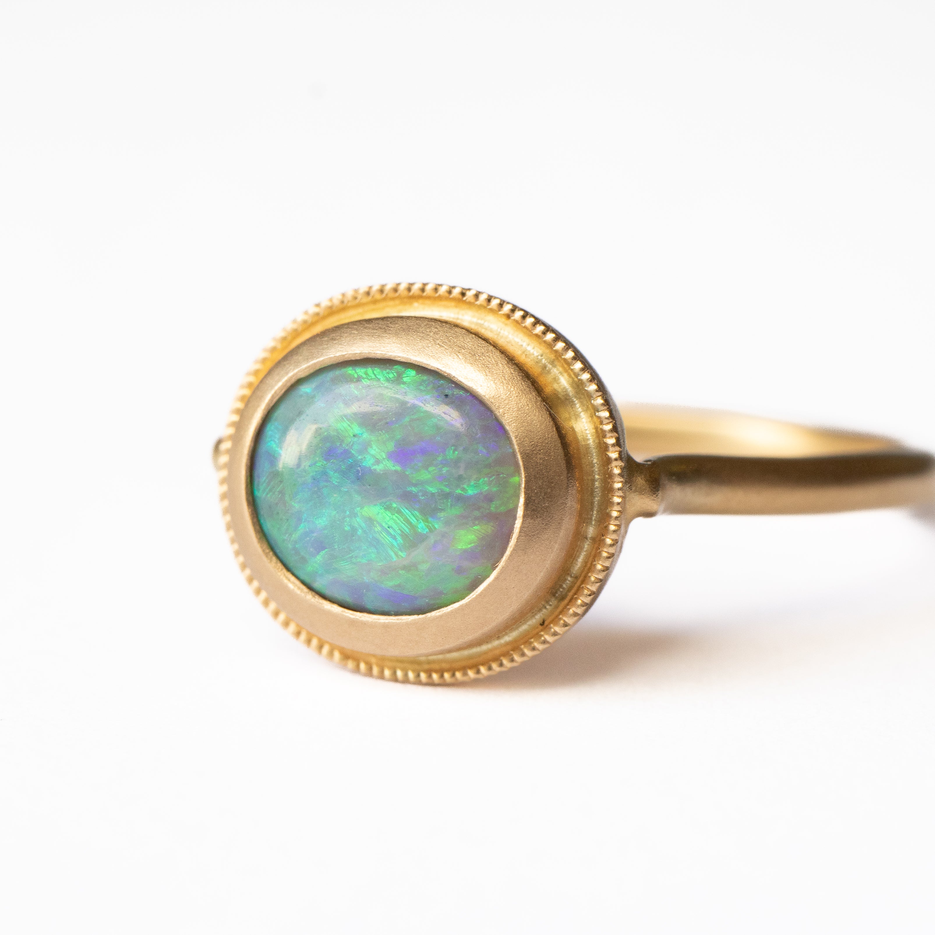 Column Milgrain Ring - Black Opal -