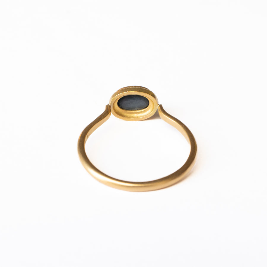 Column Double milgrain Ring - Black Opal -