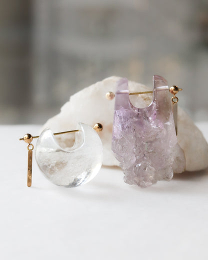 Rock Pierced Earring - Amethyst -