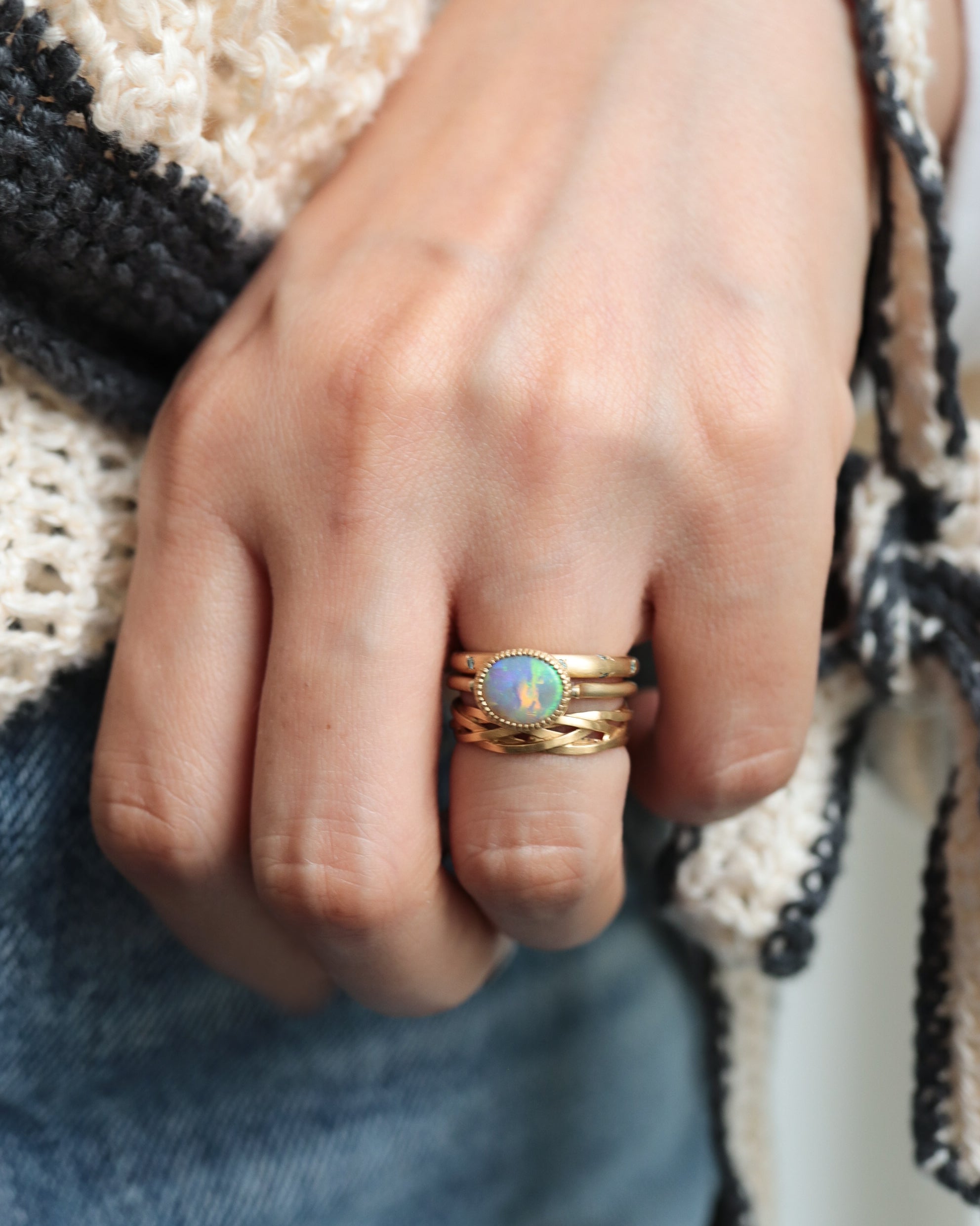 Milgrain Ring - Opal -