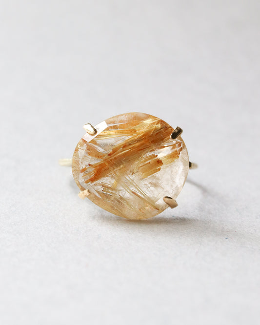 Flat Ring - Golden Rutilated Quartz -