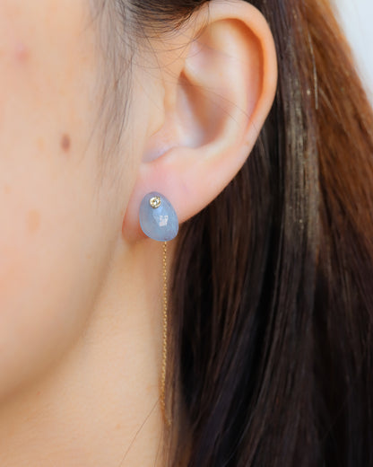 Flat Pierced Earring - Aquamarine -