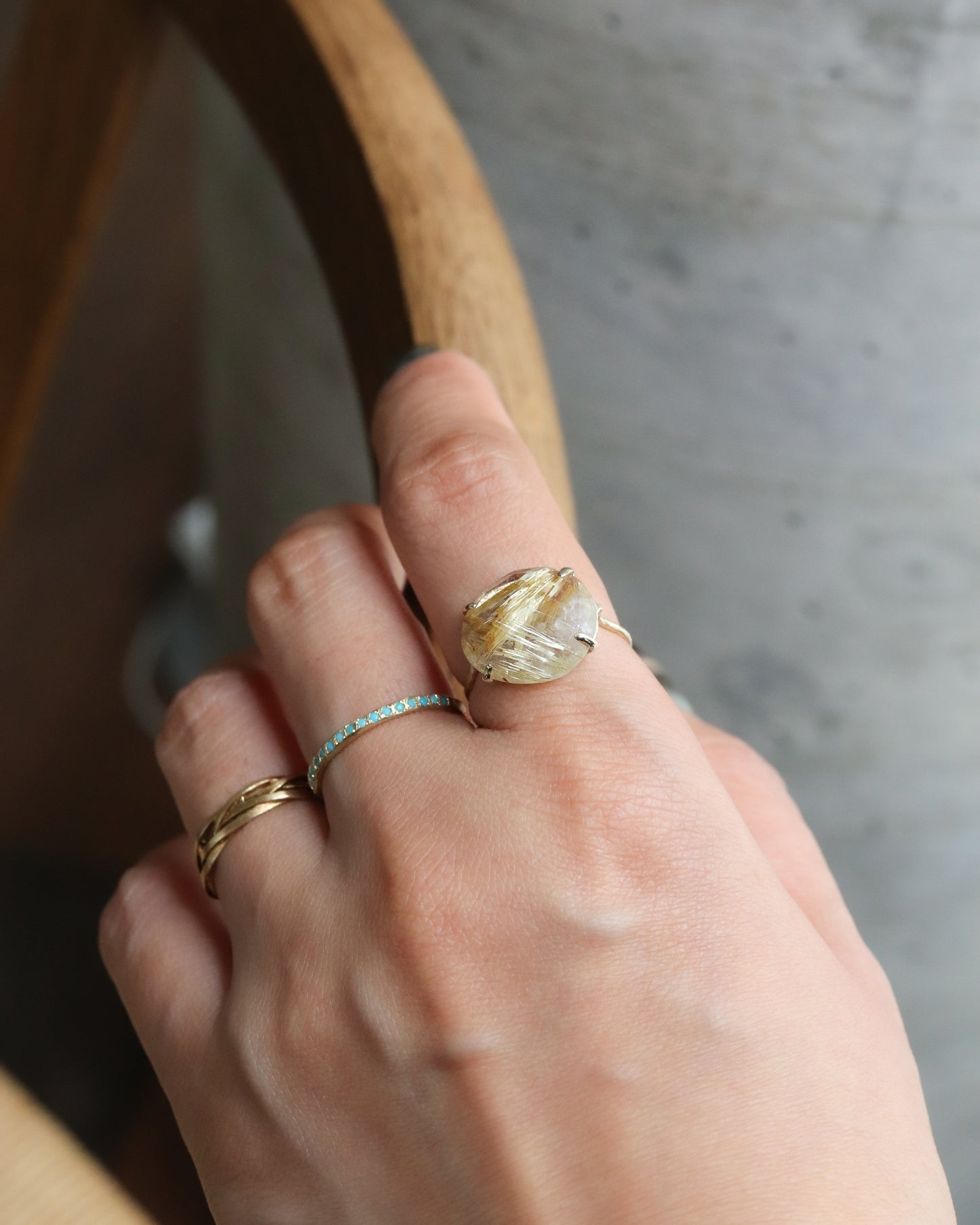 Flat Ring - Golden Rutilated Quartz -