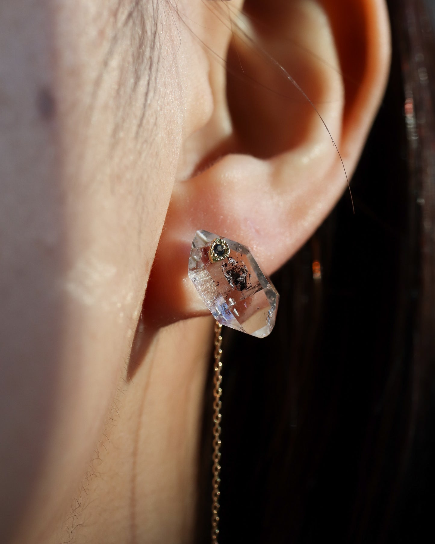 Flat Pierced Earring - Diamond Quartz -