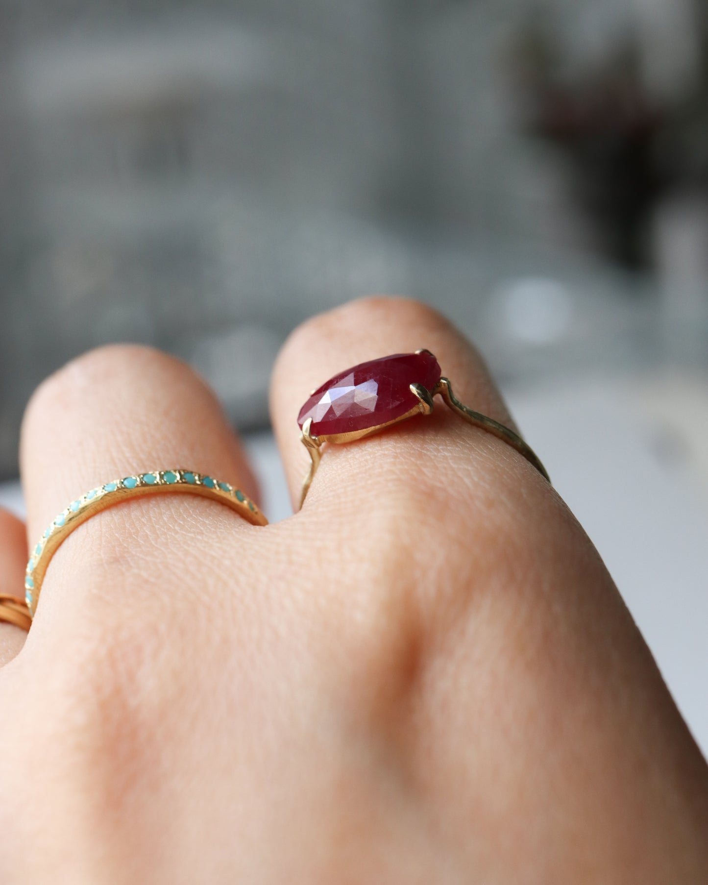 Flat Ring - Ruby -