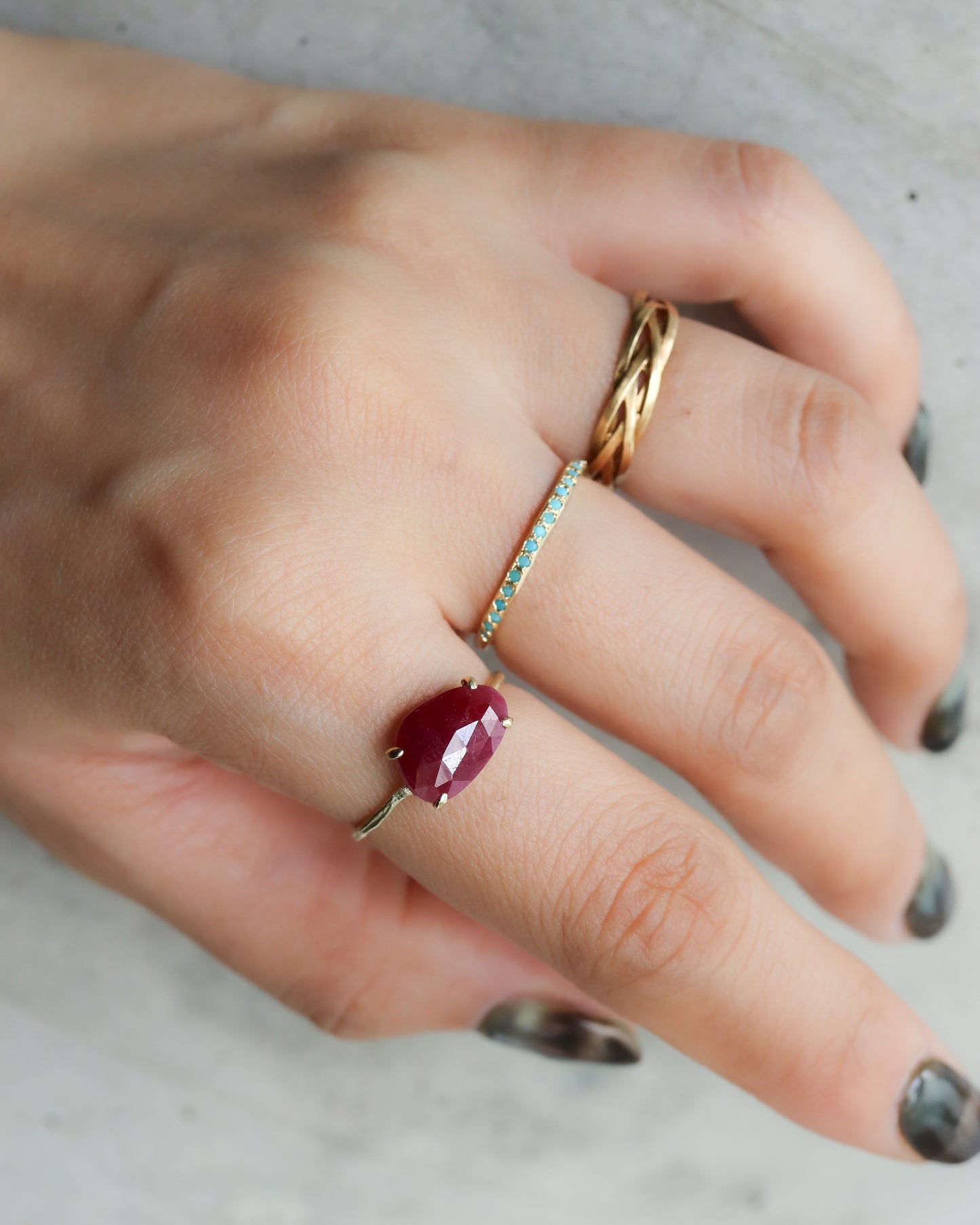 Flat Ring - Ruby -