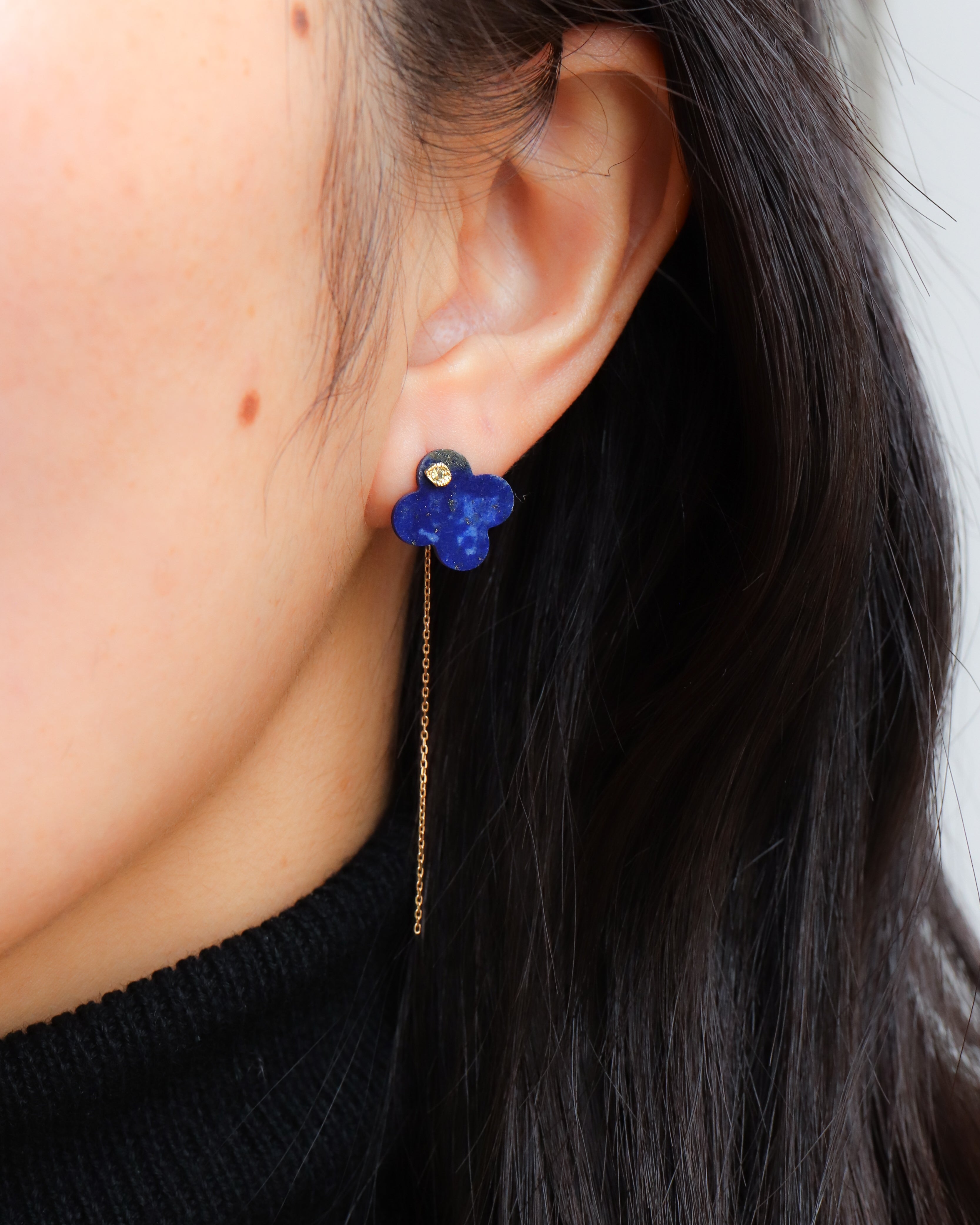 Flat Pierced Earring - Lapis Lazuli -