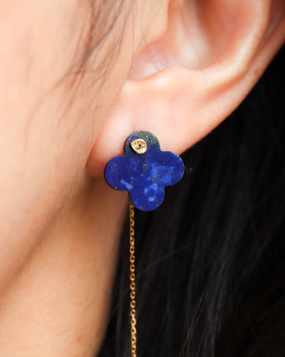 Flat Pierced Earring - Lapis Lazuli -