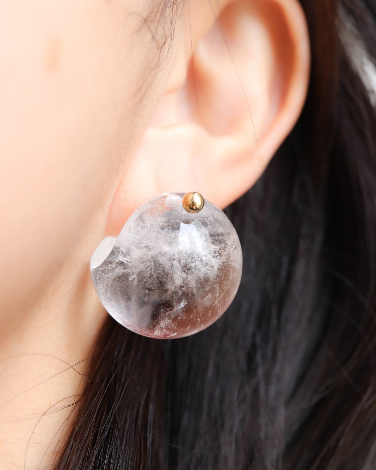 Rock Pierced Earring - Quartz -