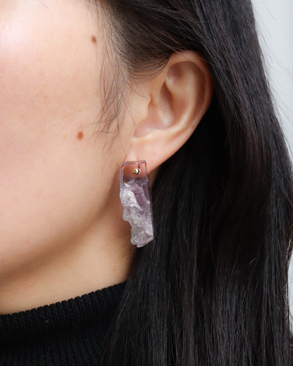 Rock Pierced Earring - Amethyst -