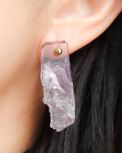Rock Pierced Earring - Amethyst -