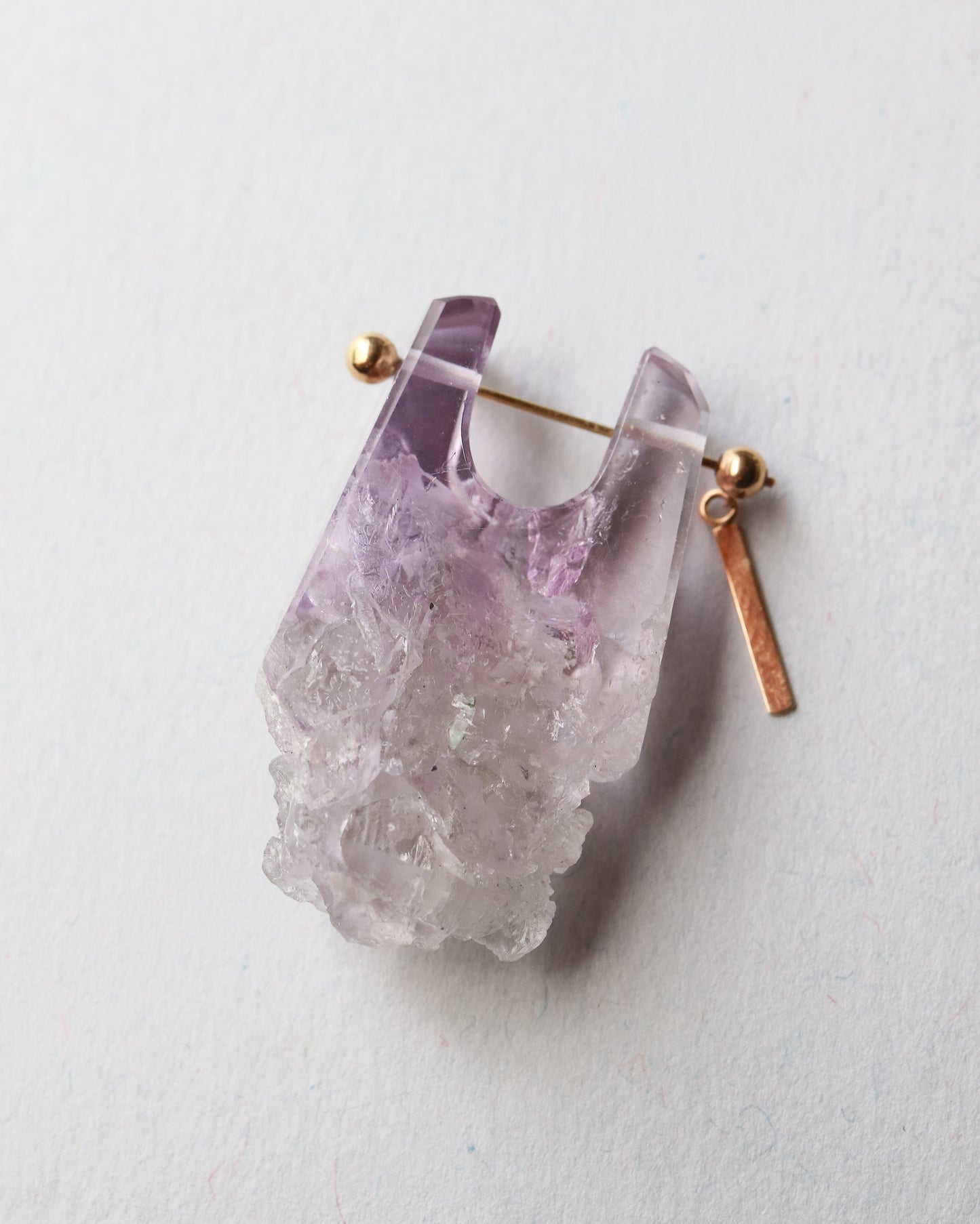 Rock Pierced Earring - Amethyst -