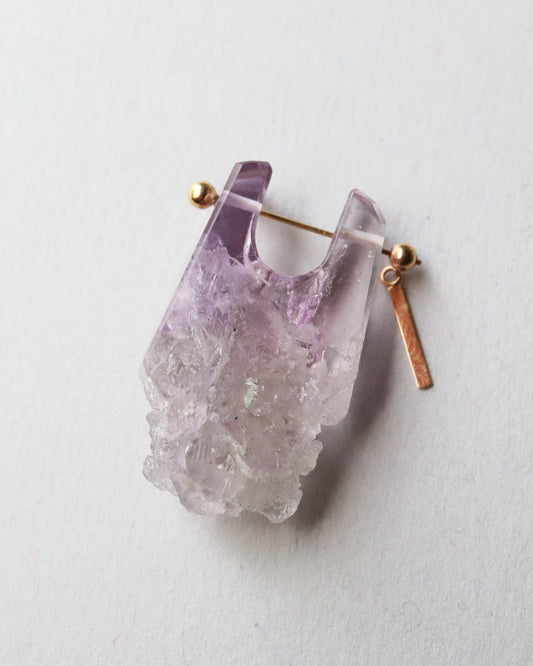 Rock Pierced Earring - Amethyst -