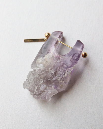 Rock Pierced Earring - Amethyst -