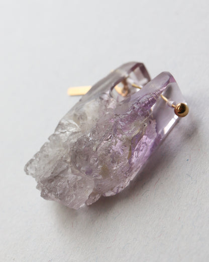 Rock Pierced Earring - Amethyst -