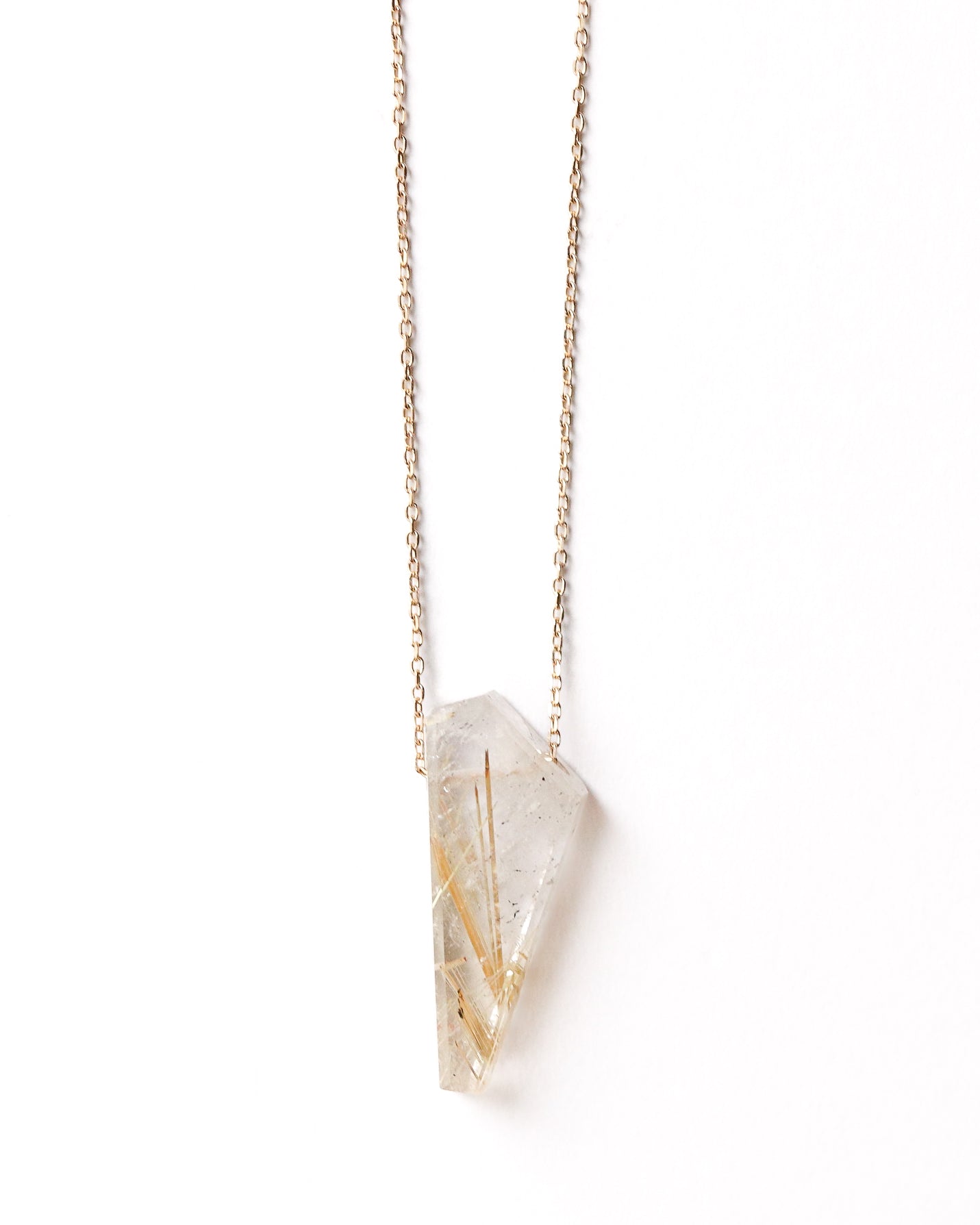 Rock Necklace - Golden Rutilated Quartz -