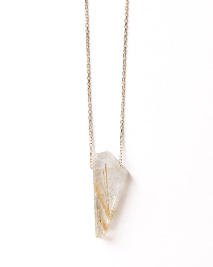 Rock Necklace - Golden Rutilated Quartz -