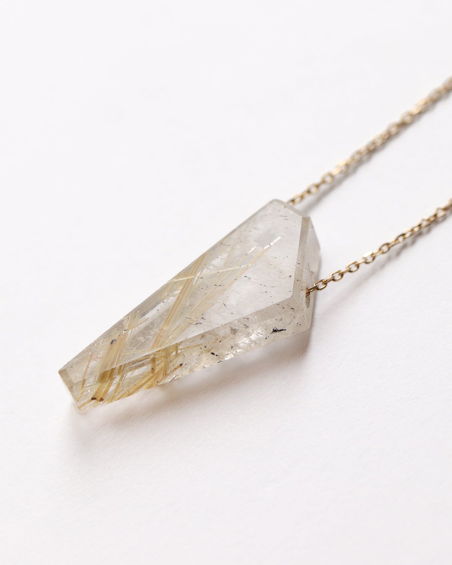 Rock Necklace - Golden Rutilated Quartz -